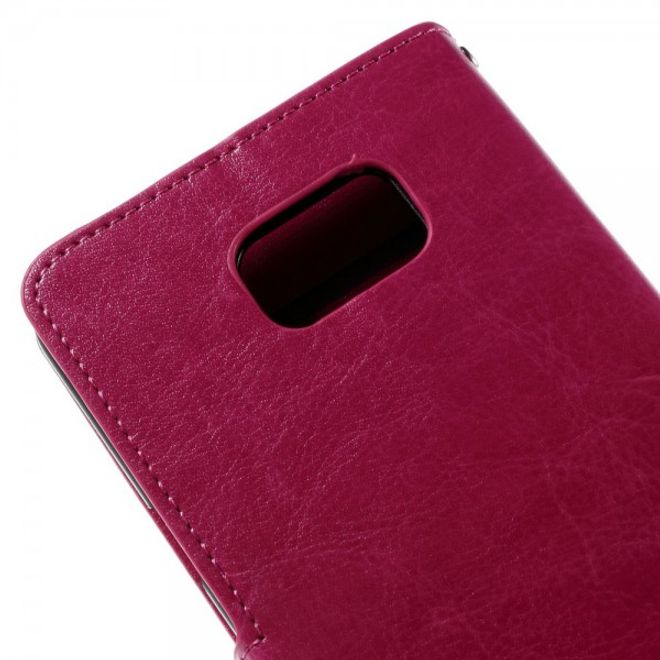 Samsung Galaxy Note 5 Modernes Crazy Horse Leder Case mit Kreditkartenslots - rosa