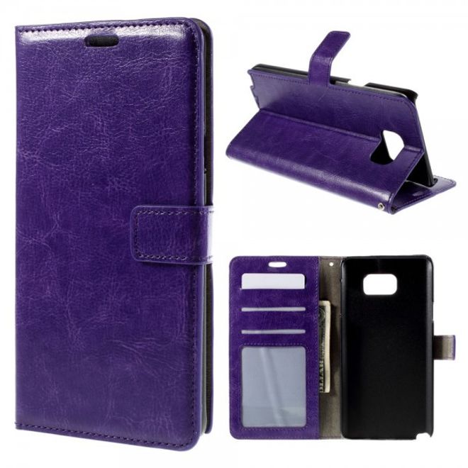 Samsung Galaxy Note 5 Modernes Crazy Horse Leder Case mit Kreditkartenslots - purpur