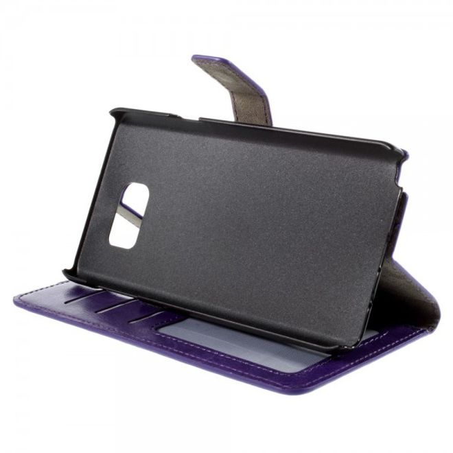Samsung Galaxy Note 5 Modernes Crazy Horse Leder Case mit Kreditkartenslots - purpur