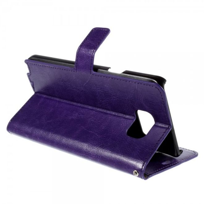 Samsung Galaxy Note 5 Modernes Crazy Horse Leder Case mit Kreditkartenslots - purpur