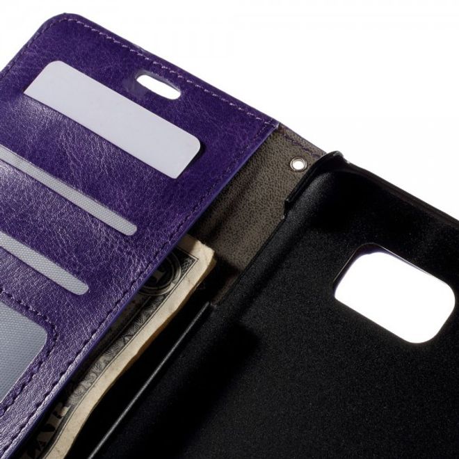 Samsung Galaxy Note 5 Modernes Crazy Horse Leder Case mit Kreditkartenslots - purpur