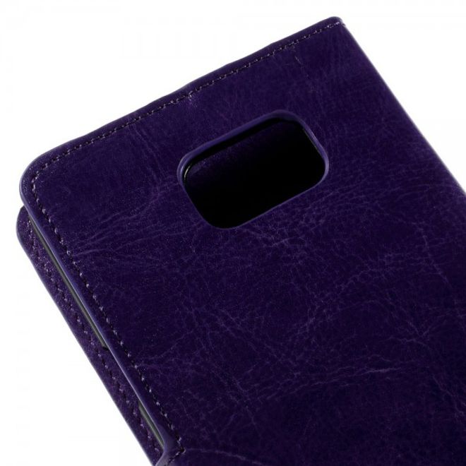 Samsung Galaxy Note 5 Modernes Crazy Horse Leder Case mit Kreditkartenslots - purpur