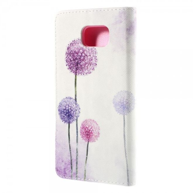 Samsung Galaxy Note 5 Leder Case mit purpurnem Löwenzahn