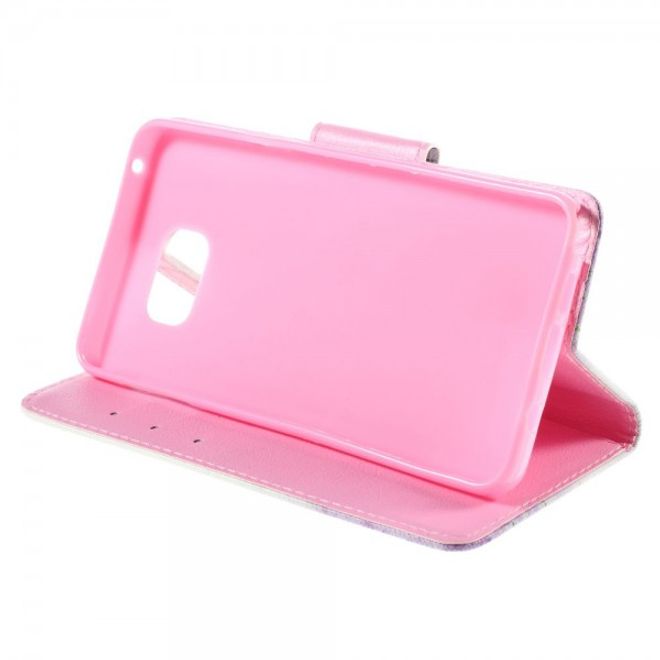 Samsung Galaxy Note 5 Leder Case mit purpurnem Löwenzahn