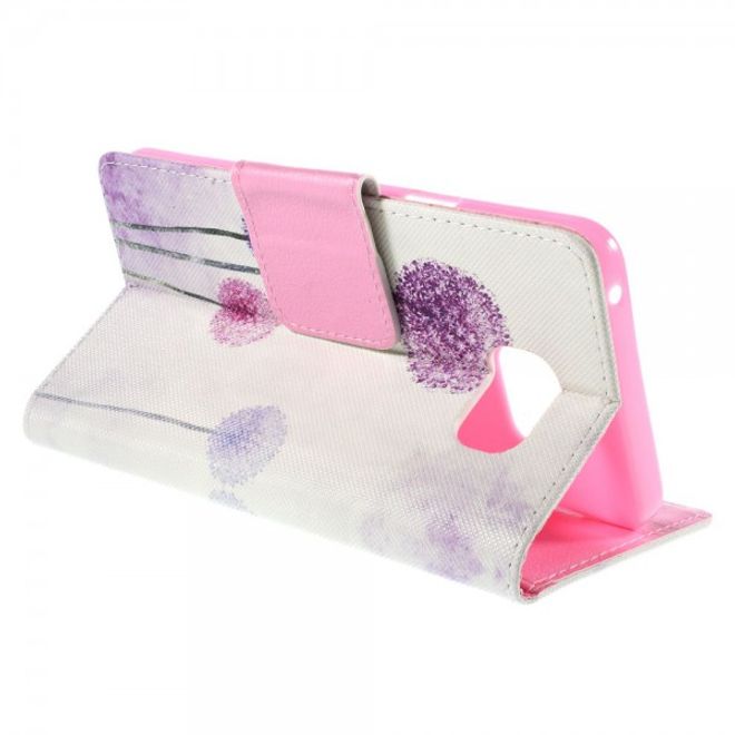 Samsung Galaxy Note 5 Leder Case mit purpurnem Löwenzahn