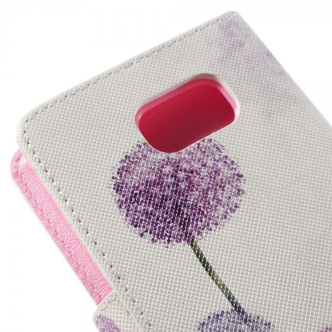 Samsung Galaxy Note 5 Leder Case mit purpurnem Löwenzahn