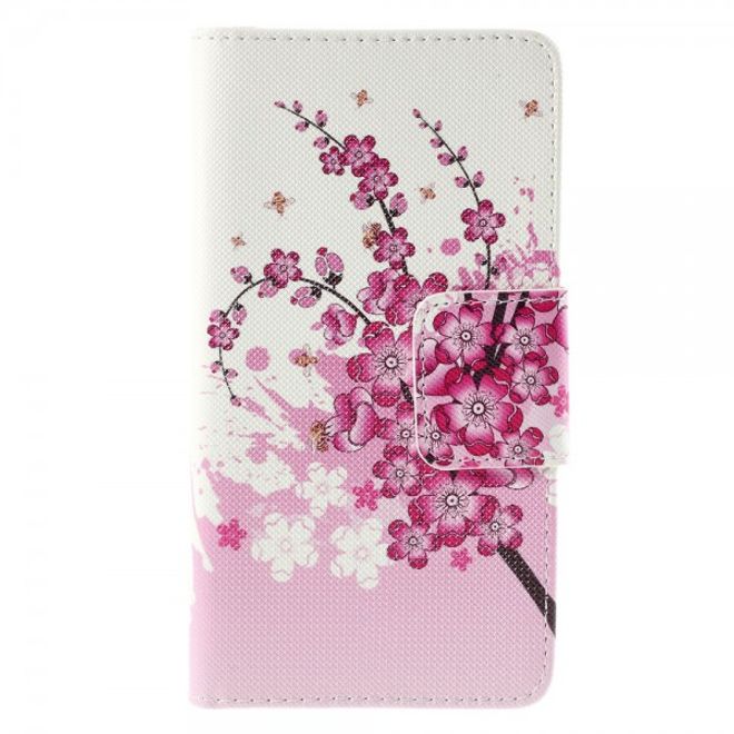 Samsung Galaxy Note 5 Leder Case mit pinken Blumen