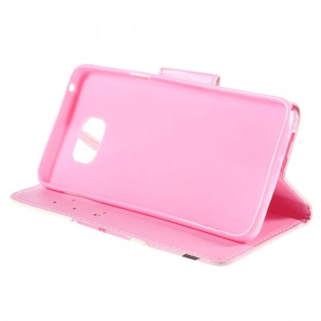 Samsung Galaxy Note 5 Leder Case mit pinken Blumen