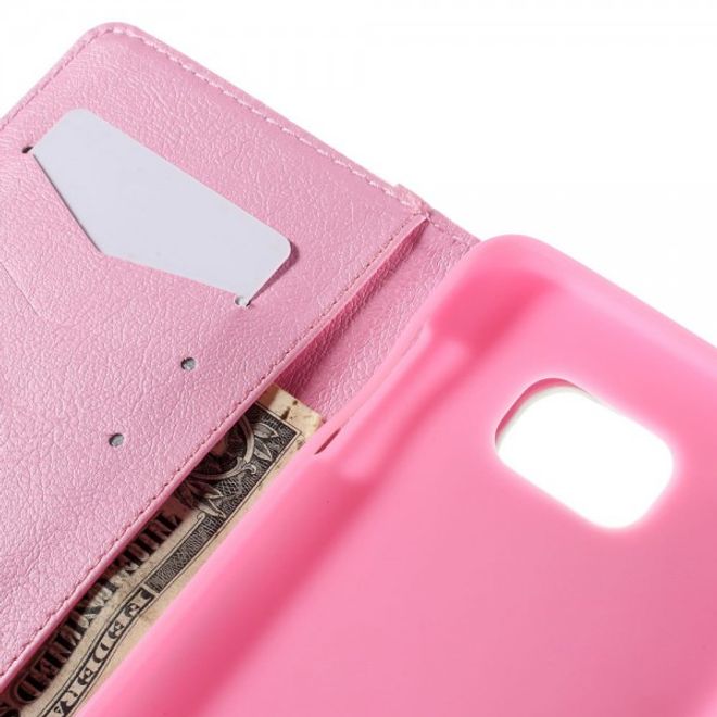 Samsung Galaxy Note 5 Leder Case mit pinken Blumen