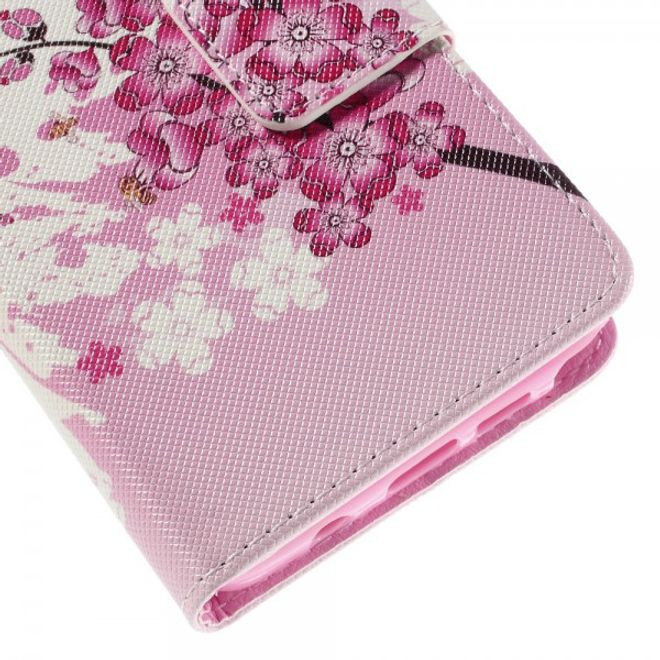 Samsung Galaxy Note 5 Leder Case mit pinken Blumen