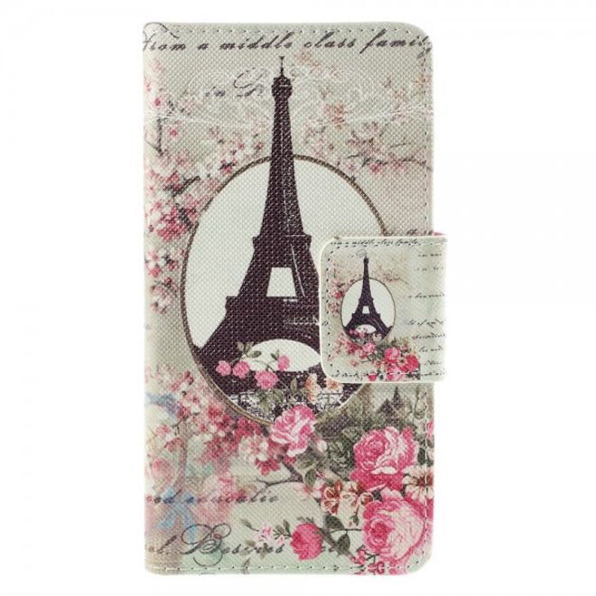 Samsung Galaxy Note 5 Leder Case mit Eiffelturm und Rosen