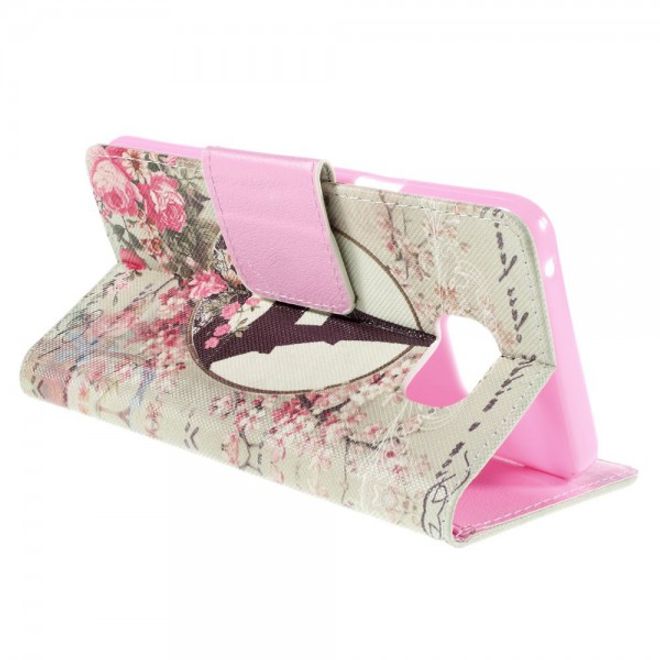 Samsung Galaxy Note 5 Leder Case mit Eiffelturm und Rosen