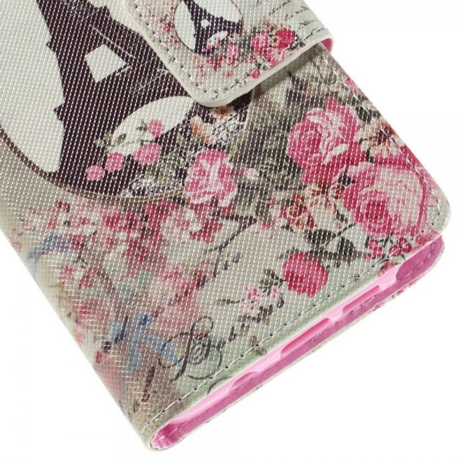 Samsung Galaxy Note 5 Leder Case mit Eiffelturm und Rosen