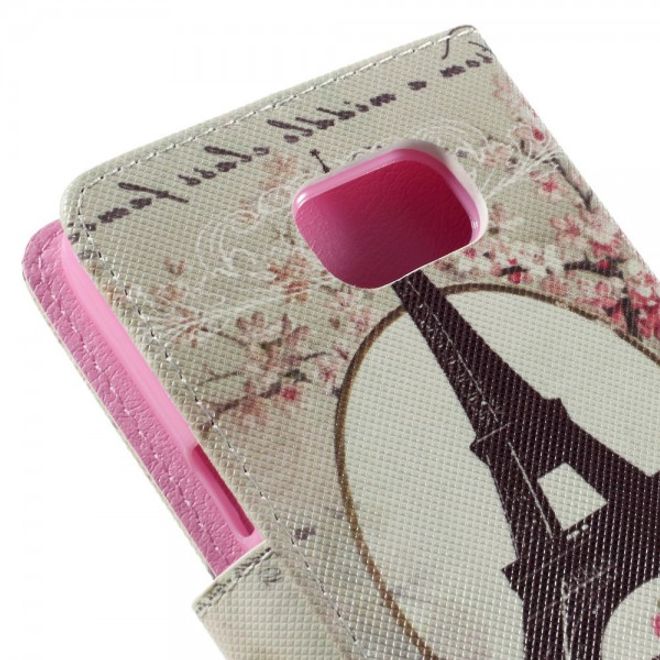 Samsung Galaxy Note 5 Leder Case mit Eiffelturm und Rosen
