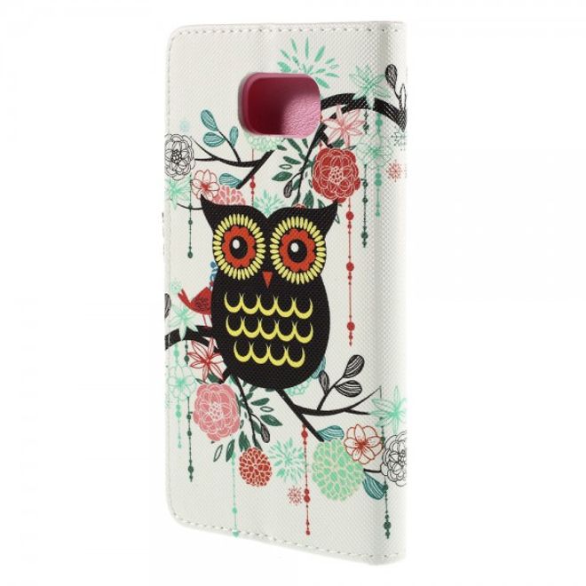 Samsung Galaxy Note 5 Leder Case mit Eule und Blumen