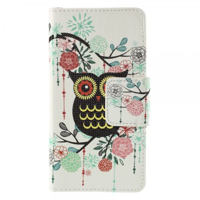 Samsung Galaxy Note 5 Leder Case mit Eule und Blumen