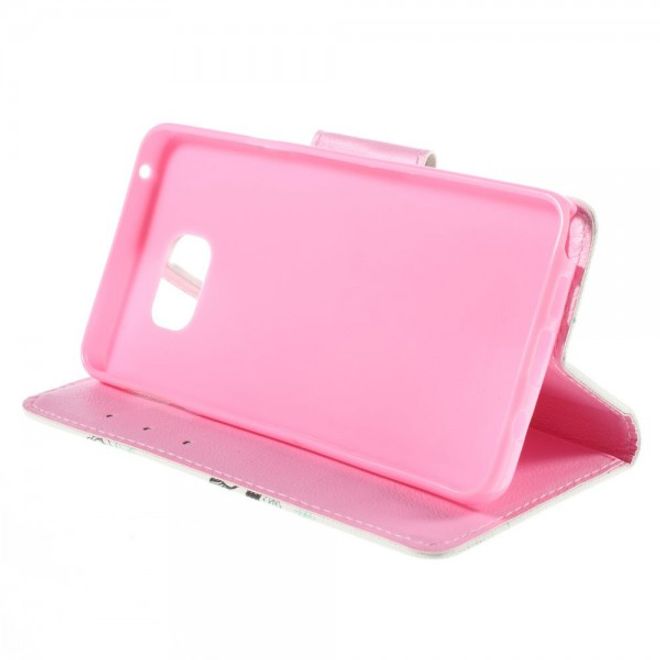 Samsung Galaxy Note 5 Leder Case mit Eule und Blumen