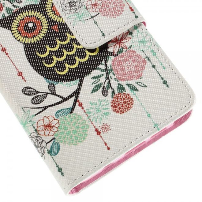 Samsung Galaxy Note 5 Leder Case mit Eule und Blumen