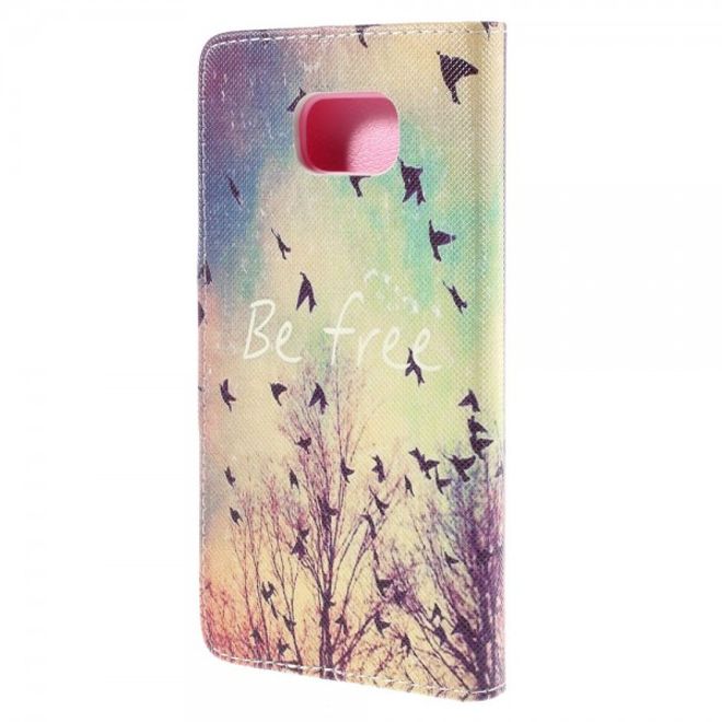 Samsung Galaxy Note 5 Leder Case mit Vögeln und Schriftzug