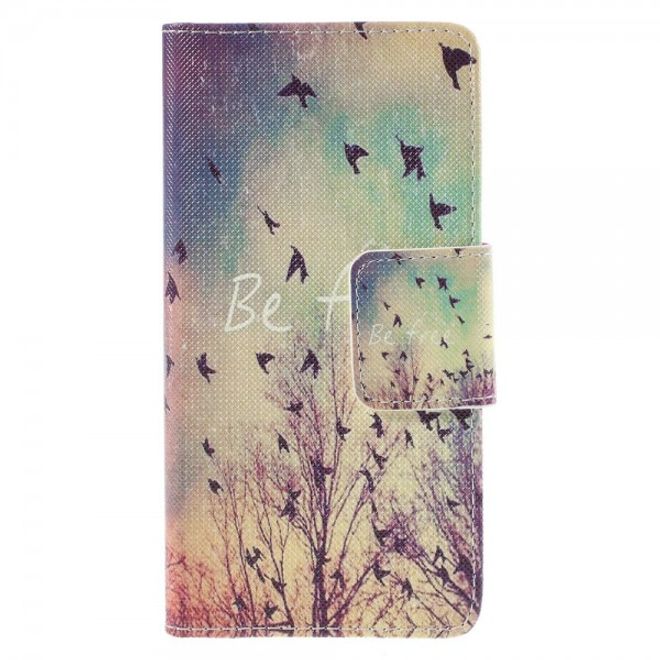 Samsung Galaxy Note 5 Leder Case mit Vögeln und Schriftzug