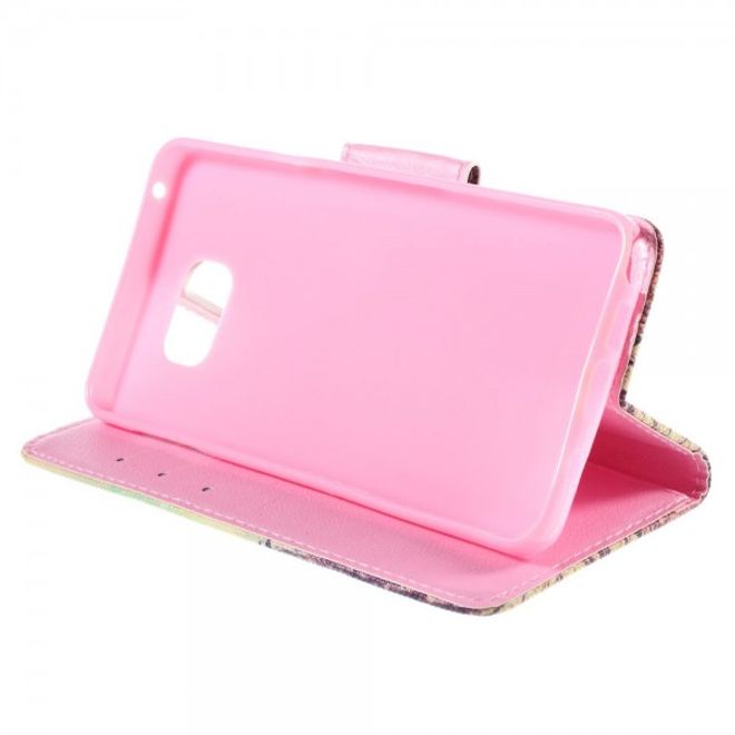 Samsung Galaxy Note 5 Leder Case mit Vögeln und Schriftzug