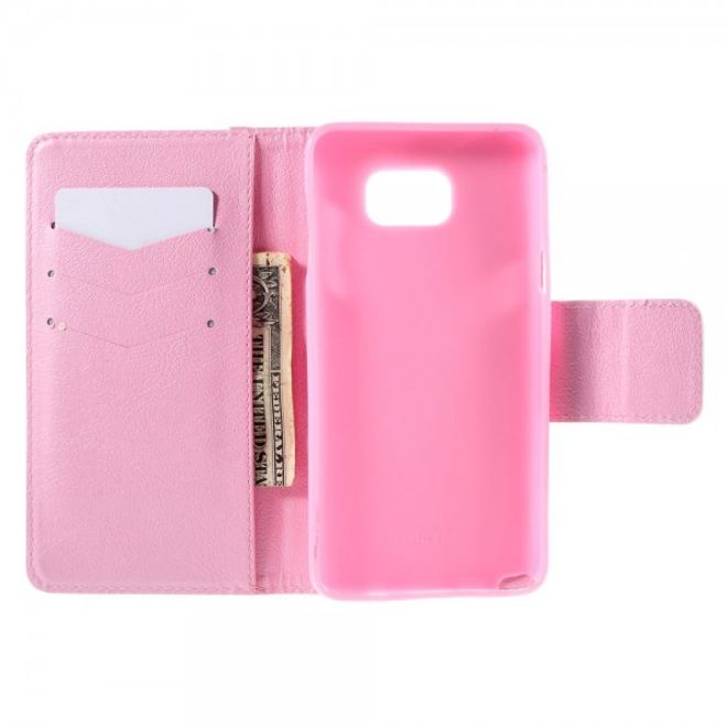 Samsung Galaxy Note 5 Leder Case mit Vögeln und Schriftzug