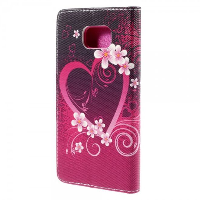 Samsung Galaxy Note 5 Leder Case mit Herz und Blumen