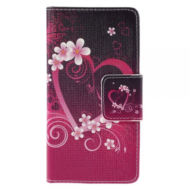Samsung Galaxy Note 5 Leder Case mit Herz und Blumen