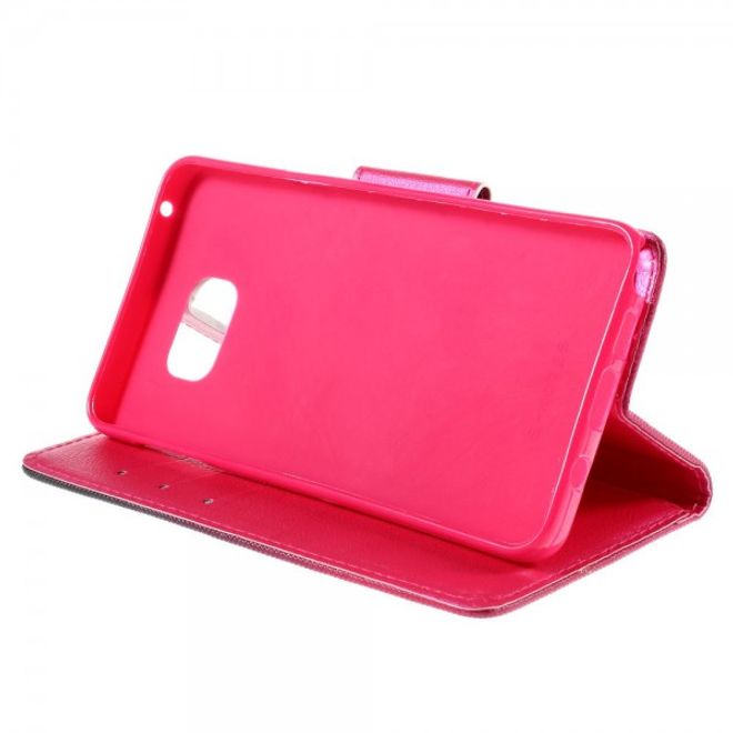 Samsung Galaxy Note 5 Leder Case mit Herz und Blumen