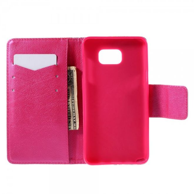 Samsung Galaxy Note 5 Leder Case mit Herz und Blumen