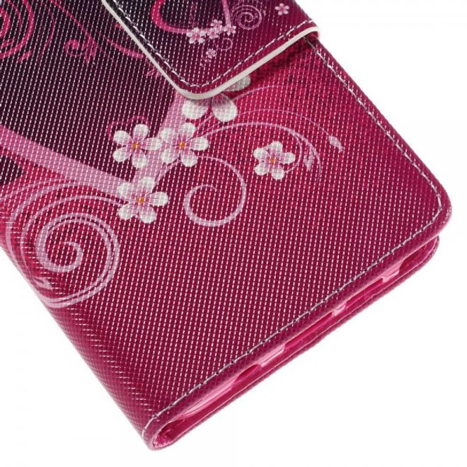 Samsung Galaxy Note 5 Leder Case mit Herz und Blumen