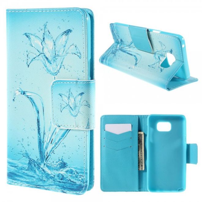 Samsung Galaxy Note 5 Leder Case mit Blume aus Wassertropfen