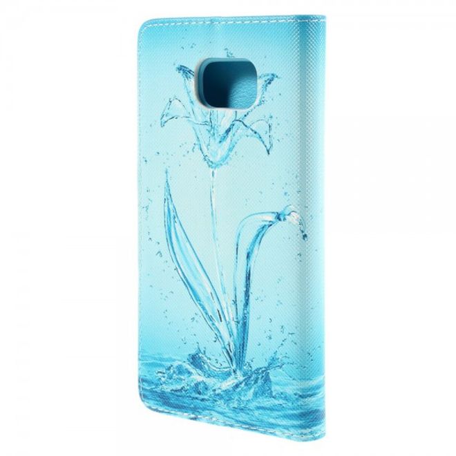 Samsung Galaxy Note 5 Leder Case mit Blume aus Wassertropfen