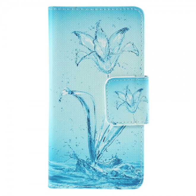 Samsung Galaxy Note 5 Leder Case mit Blume aus Wassertropfen