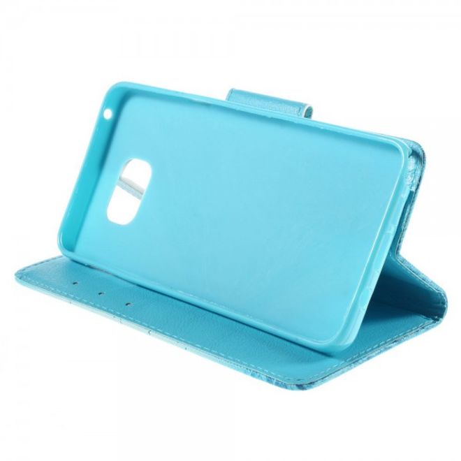 Samsung Galaxy Note 5 Leder Case mit Blume aus Wassertropfen