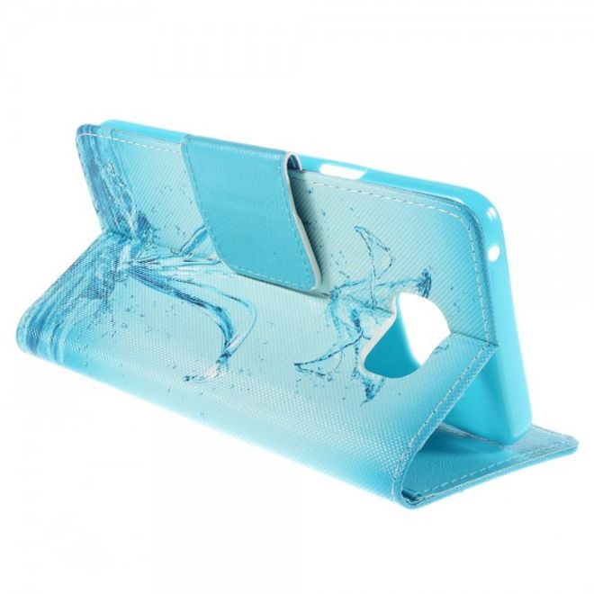 Samsung Galaxy Note 5 Leder Case mit Blume aus Wassertropfen