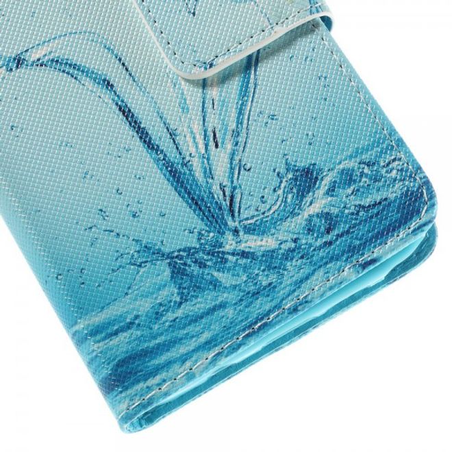 Samsung Galaxy Note 5 Leder Case mit Blume aus Wassertropfen