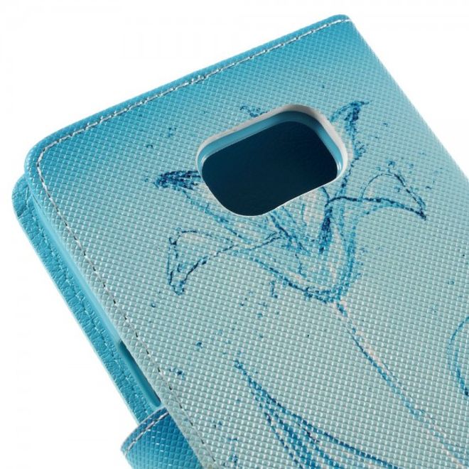 Samsung Galaxy Note 5 Leder Case mit Blume aus Wassertropfen