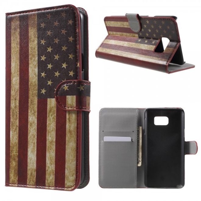 Samsung Galaxy Note 5 Leder Case mit USA Flagge retro-style