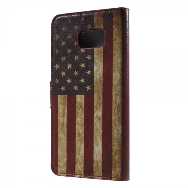 Samsung Galaxy Note 5 Leder Case mit USA Flagge retro-style