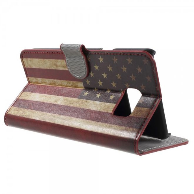 Samsung Galaxy Note 5 Leder Case mit USA Flagge retro-style