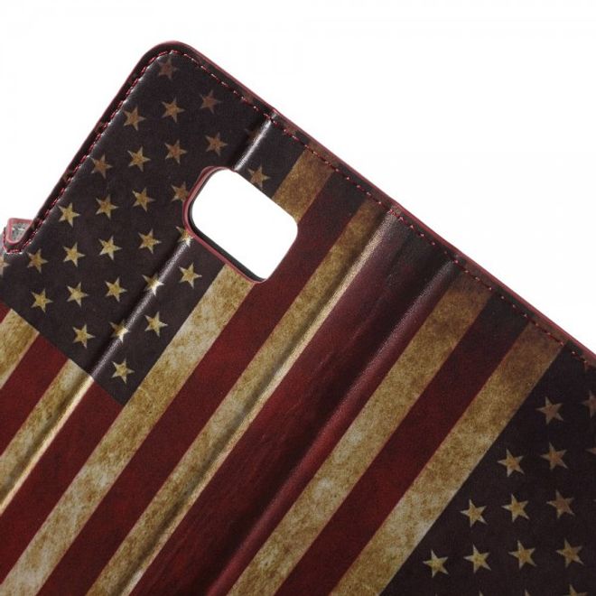 Samsung Galaxy Note 5 Leder Case mit USA Flagge retro-style