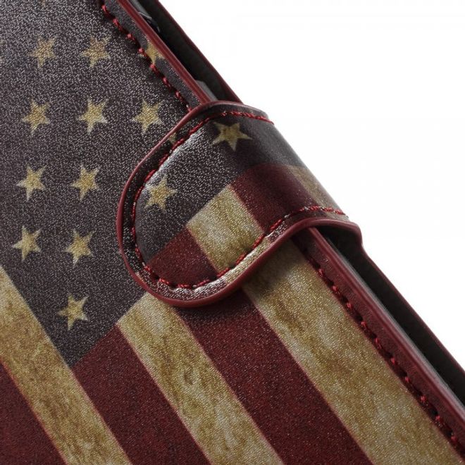 Samsung Galaxy Note 5 Leder Case mit USA Flagge retro-style