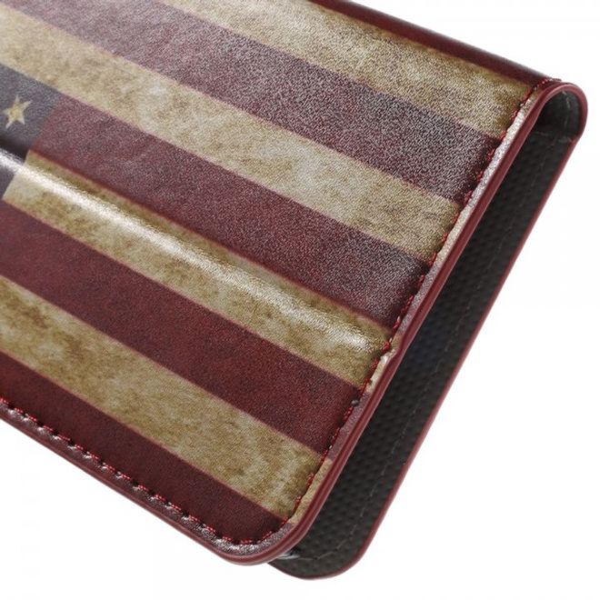 Samsung Galaxy Note 5 Leder Case mit USA Flagge retro-style