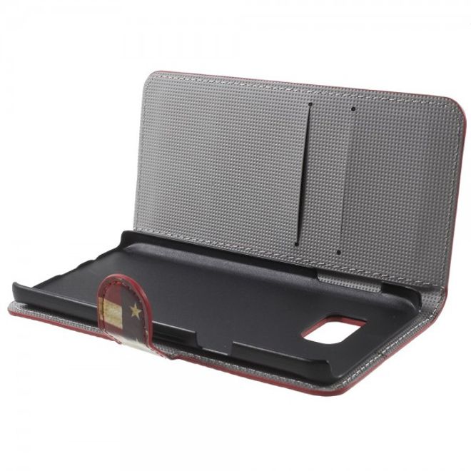 Samsung Galaxy Note 5 Leder Case mit USA Flagge retro-style