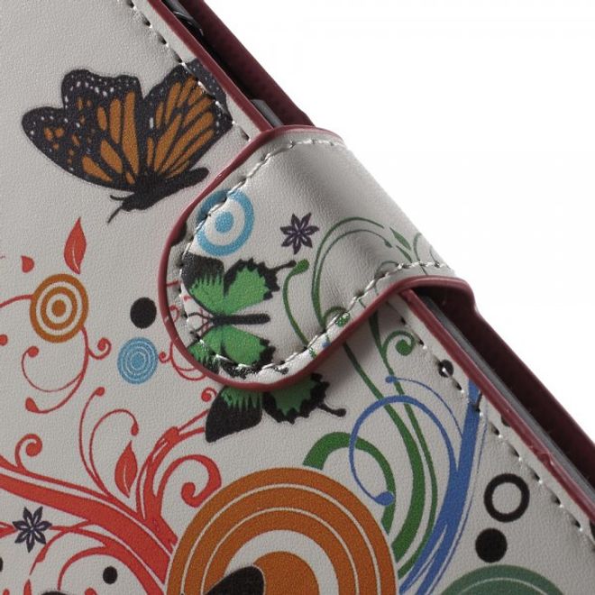 Samsung Galaxy Note 5 Leder Case mit Schmetterlingen und farbigen Kreisen