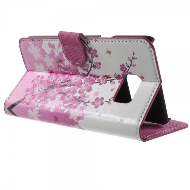 Samsung Galaxy Note 5 Leder Case mit pinkfarbenen Blumen