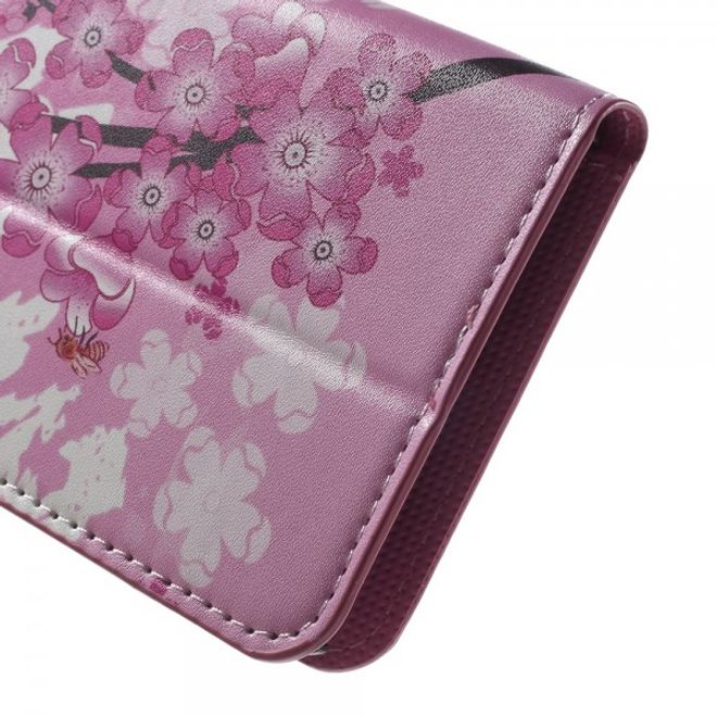 Samsung Galaxy Note 5 Leder Case mit pinkfarbenen Blumen