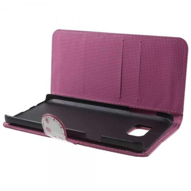 Samsung Galaxy Note 5 Leder Case mit pinkfarbenen Blumen