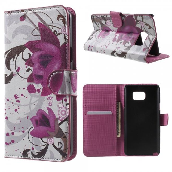 Samsung Galaxy Note 5 Leder Case mit Lotus Blumen